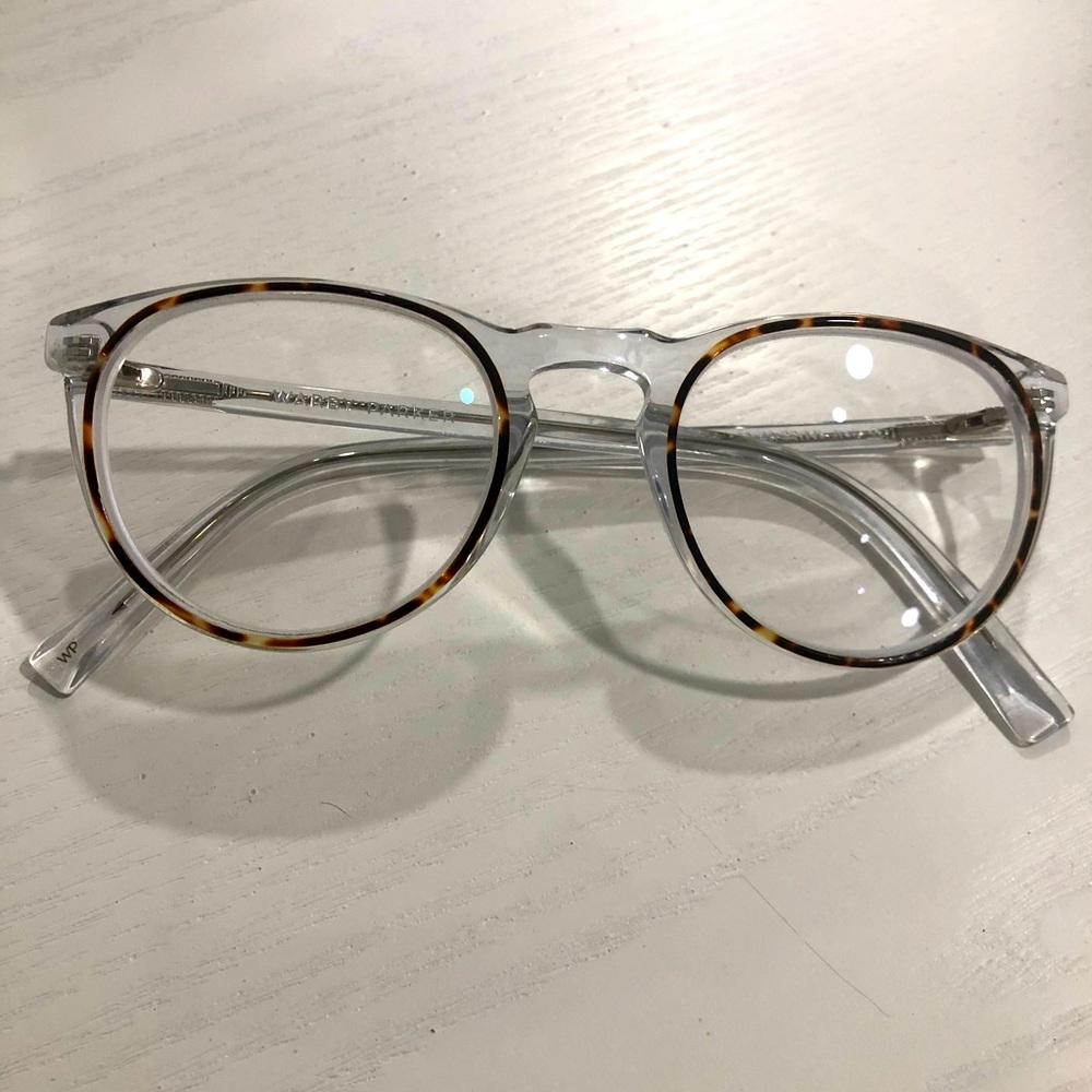 SOLD Haskell Frames Eyeglasses Warby Parker crystal with Maple Like New